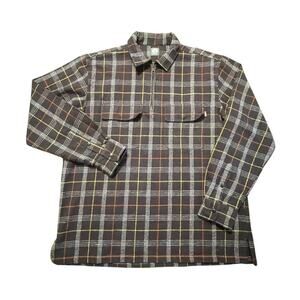 NWOT 18 East MFG Shacket Mens XL Purple Plaid Shirt Jacket 1/4 Zip Knit Cotton